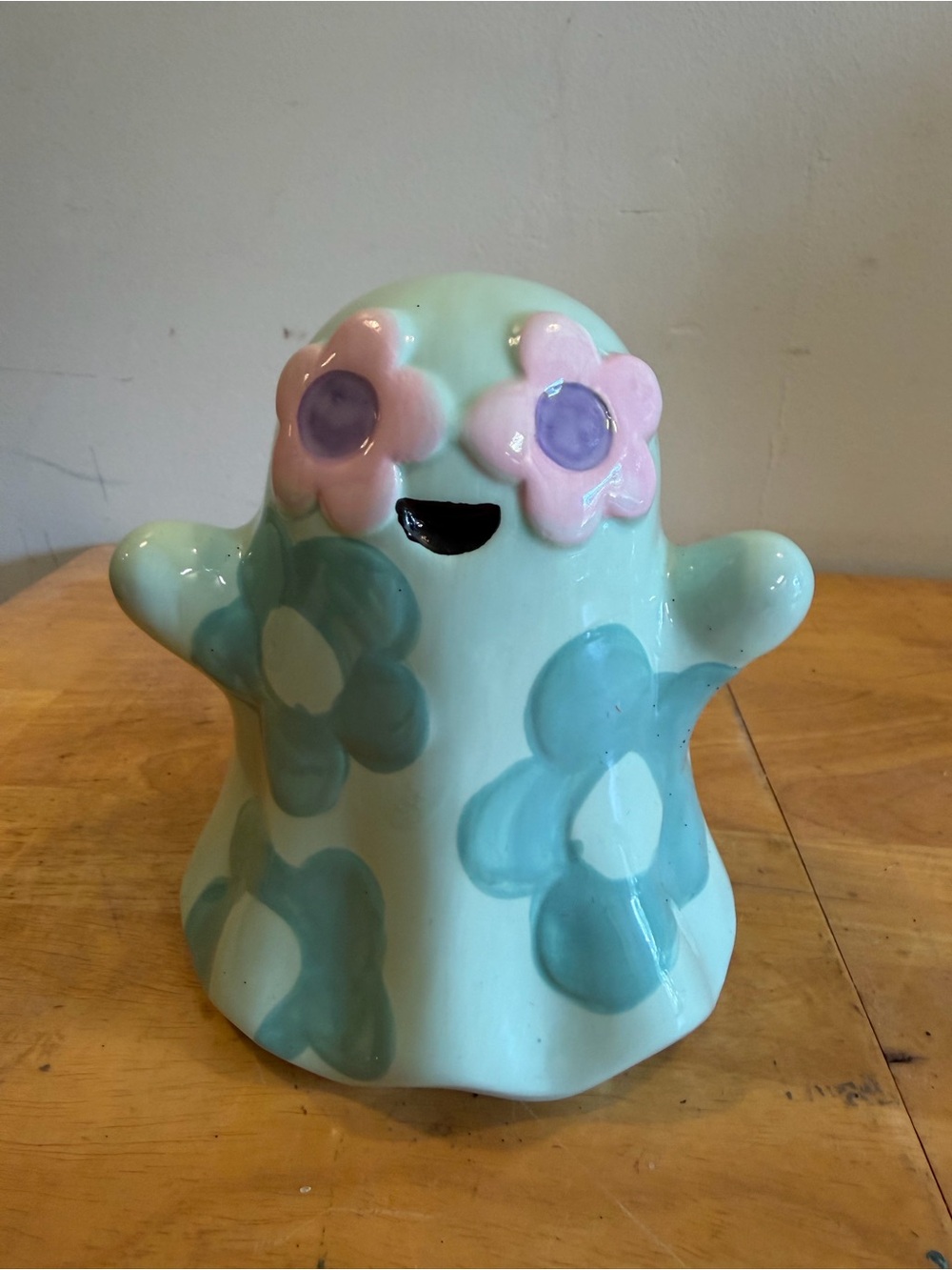 NEW Ceramic Ghost Pastel Flower Theme Ghost Halloween Decor